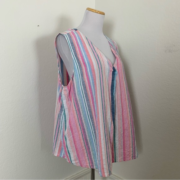 Time And Tru Linen Blend Stripe Tank Top Women’s XL 16/18 Sleeveless Colorful - Picture 13 of 14